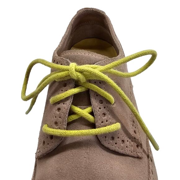 Cole Haan Shoes Womens Size 5.5 Tan Wingtip Oxford Suede Lace Up Chartreuse - Picture 12 of 15